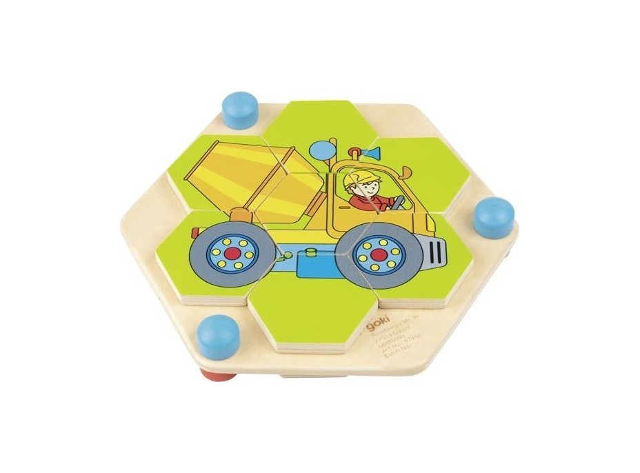 GOKI Puzzle hexagon Stavebné stroje