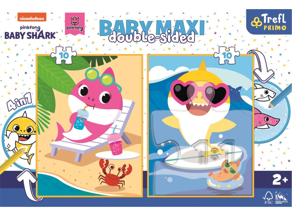 TREFL Obojstranné puzzle Baby Shark BABY MAXI 2x10 dielikov