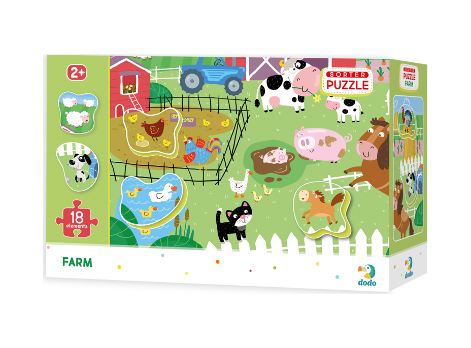 DODO Puzzle s vkladačkou Farma 18 dielikov