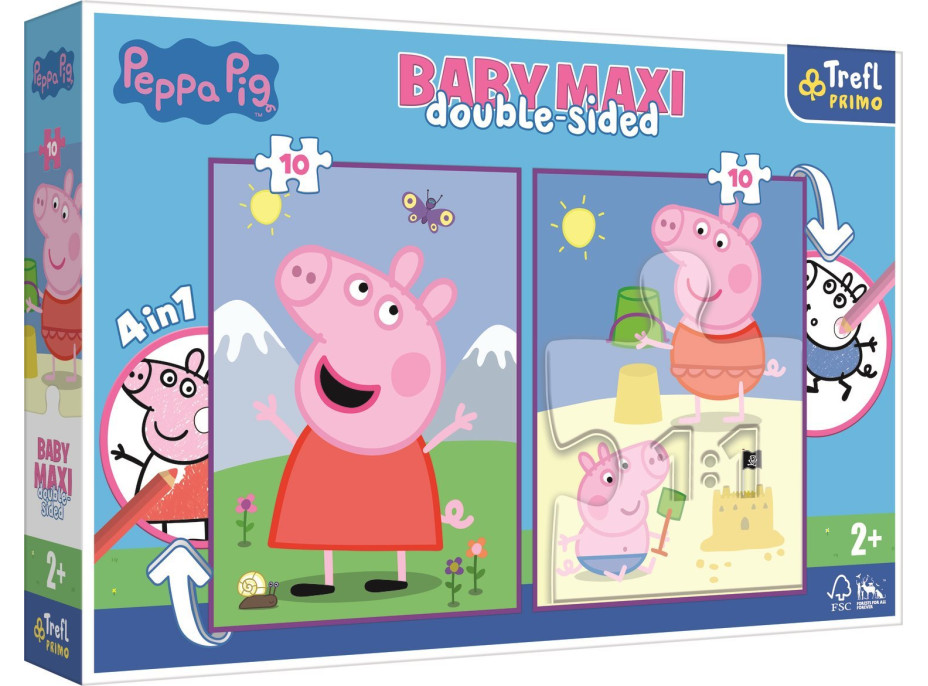 TREFL Obojstranné puzzle Prasiatko Peppa: Dobrý deň BABY MAXI 2x10 dielikov