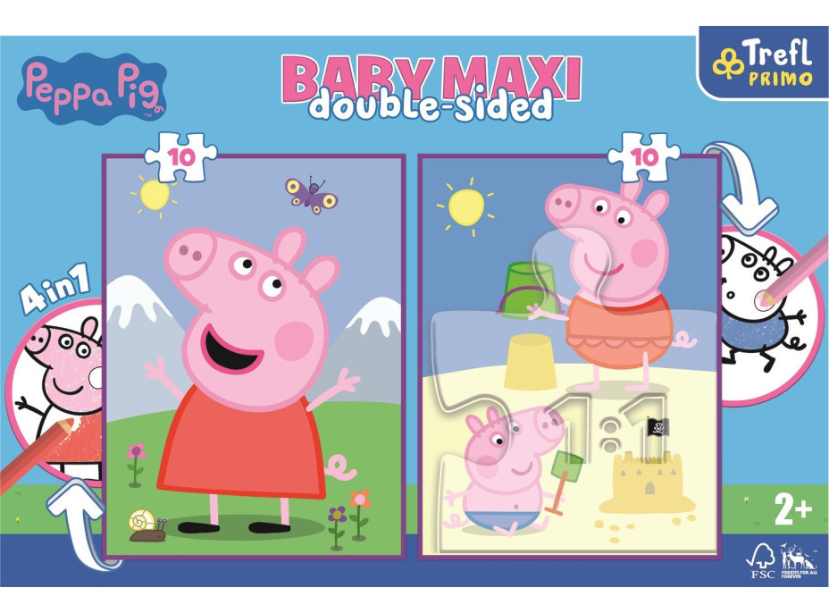 TREFL Obojstranné puzzle Prasiatko Peppa: Dobrý deň BABY MAXI 2x10 dielikov