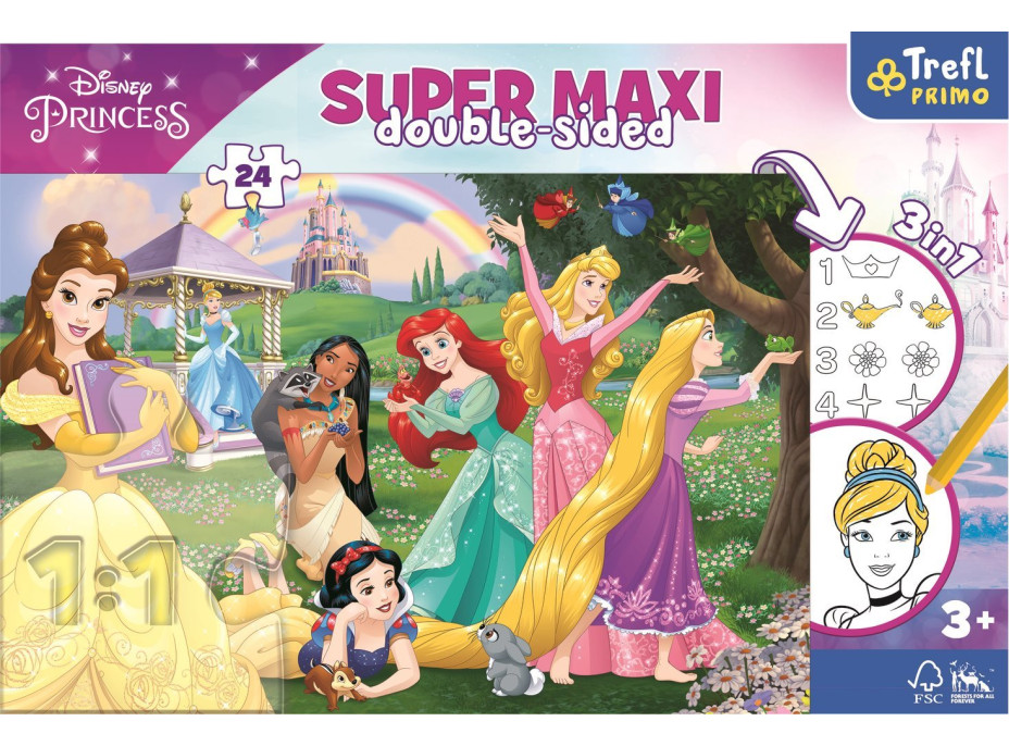 TREFL Obojstranné puzzle Veselé princezné SUPER MAXI 24 dielikov