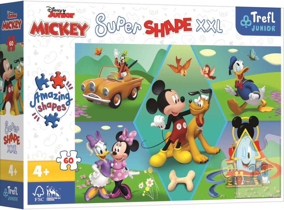 TREFL Puzzle Super Shape XXL Mickey Mouse: Zábava 60 dielikov