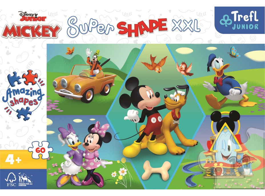 TREFL Puzzle Super Shape XXL Mickey Mouse: Zábava 60 dielikov