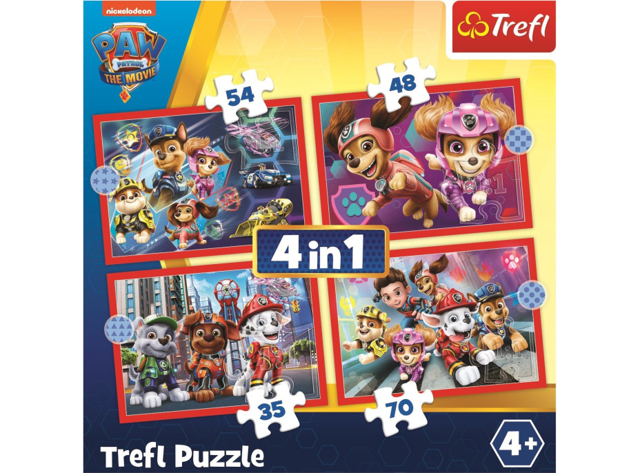 TREFL Puzzle Tlapková patrola v meste 4v1 (35,48,54,70 dielikov)