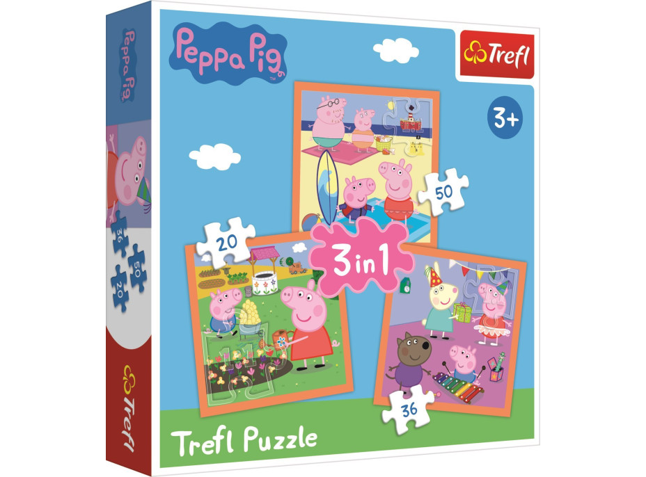 TREFL Puzzle Prasiatko Peppa: Úžasné nápady 3v1 (20,36,50 dielikov)