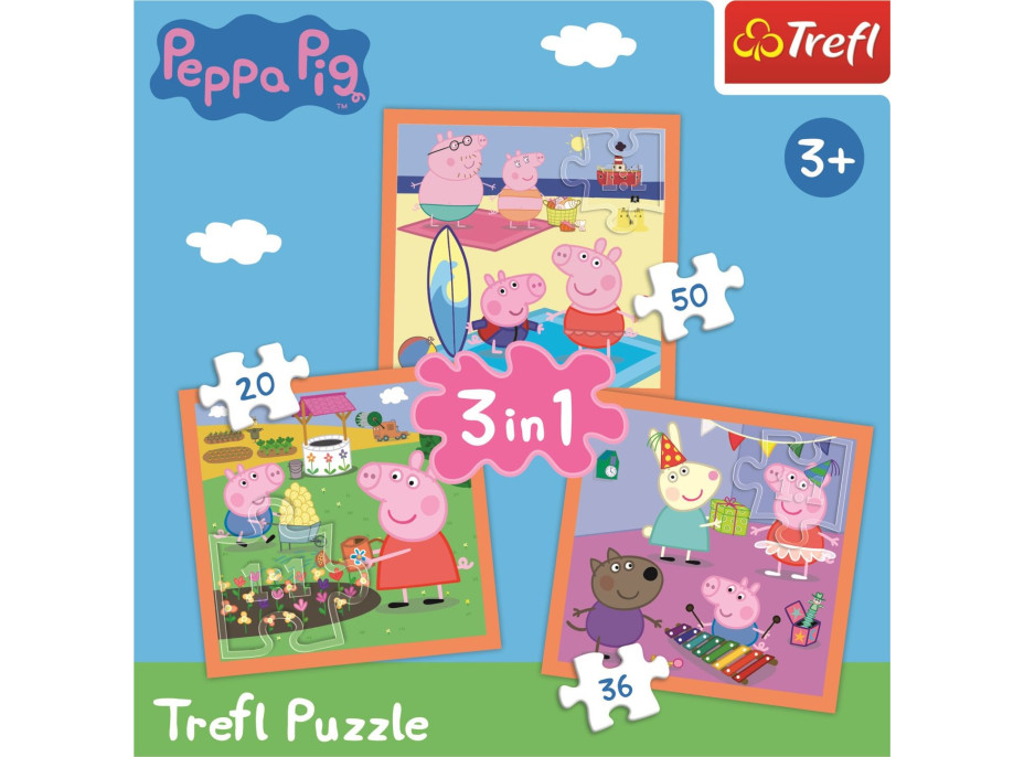 TREFL Puzzle Prasiatko Peppa: Úžasné nápady 3v1 (20,36,50 dielikov)