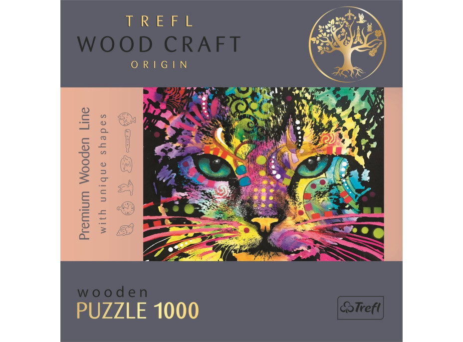 TREFL Wood Craft Origin puzzle Farebná mačka 1000 dielikov