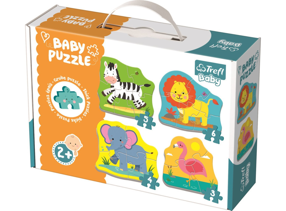 TREFL Baby puzzle Zvieratá na safari 4v1 (3,4,5,6 dielikov)