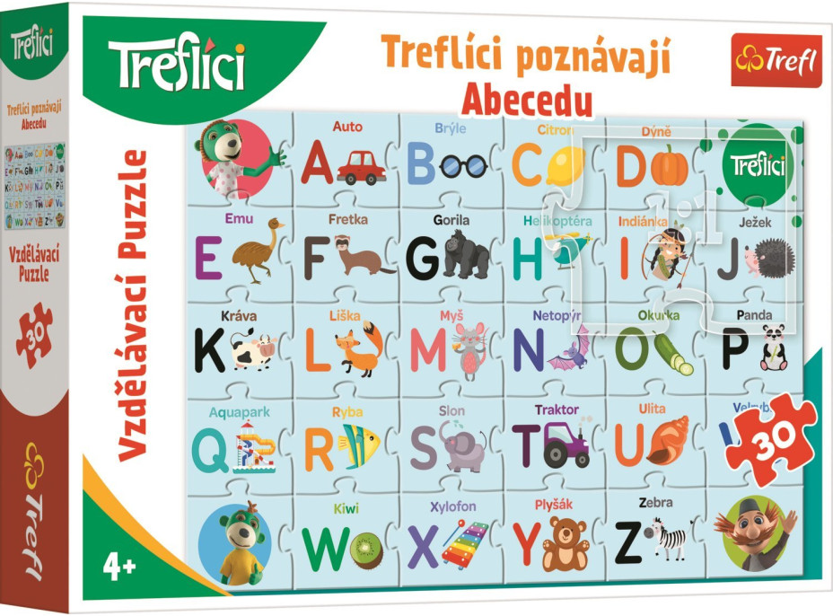 Puzzle Treflíci spoznávajú abecedu 30 dielikov