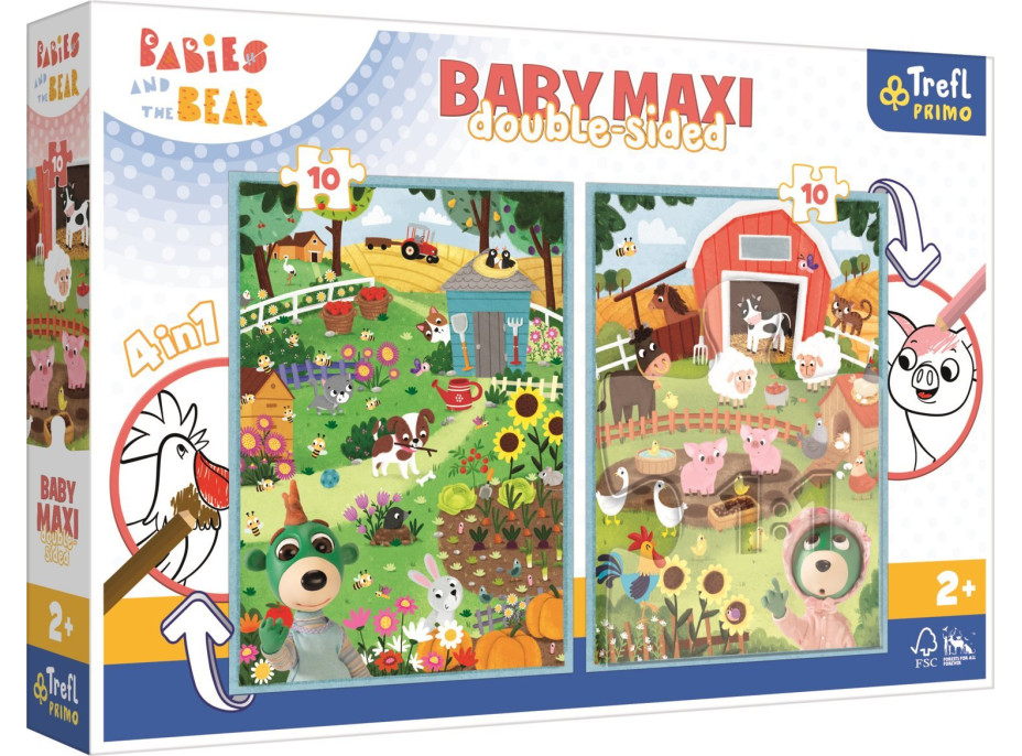 Obojstranné puzzle Treflíci na statku BABY MAXI 2x10 dielikov