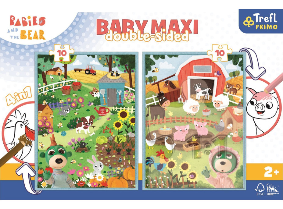 Obojstranné puzzle Treflíci na statku BABY MAXI 2x10 dielikov