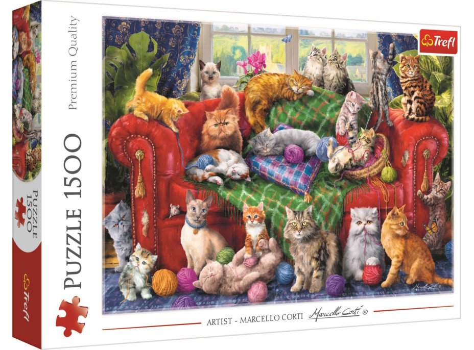 TREFL Puzzle Mačky na pohovke 1500 dielikov