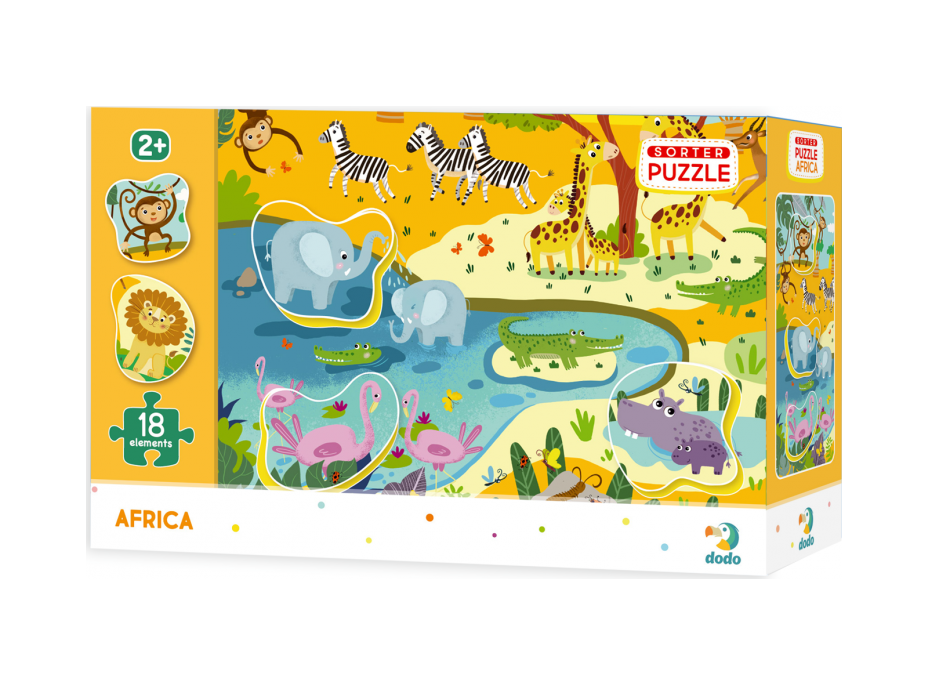 DODO Puzzle s vkladačkou Safari 18 dielikov