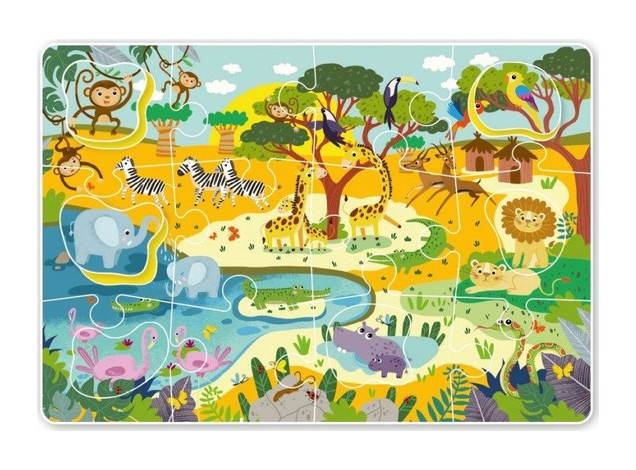 DODO Puzzle s vkladačkou Safari 18 dielikov