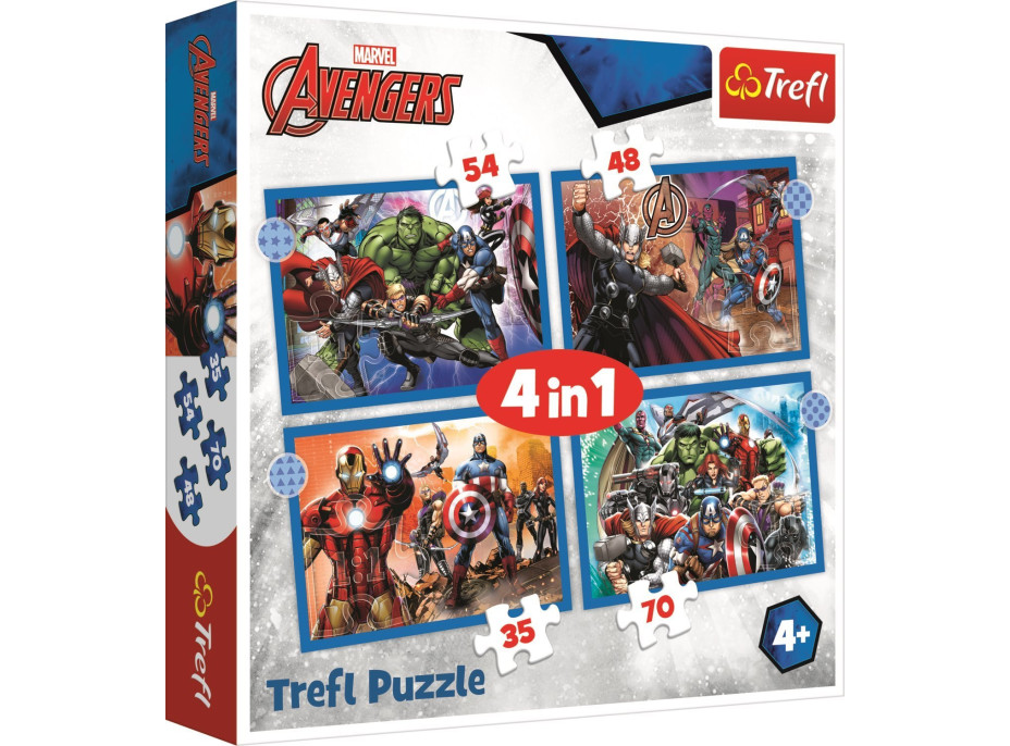 TREFL Puzzle Statočné Avengers 4v1 (35,48,54,70 dielikov)