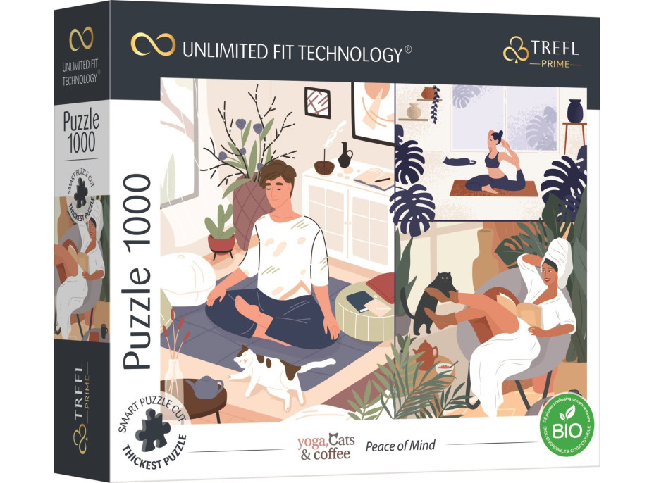 TREFL Puzzle UFT Yoga, Cats & Coffee: Pokoj v duši 1000 dielikov