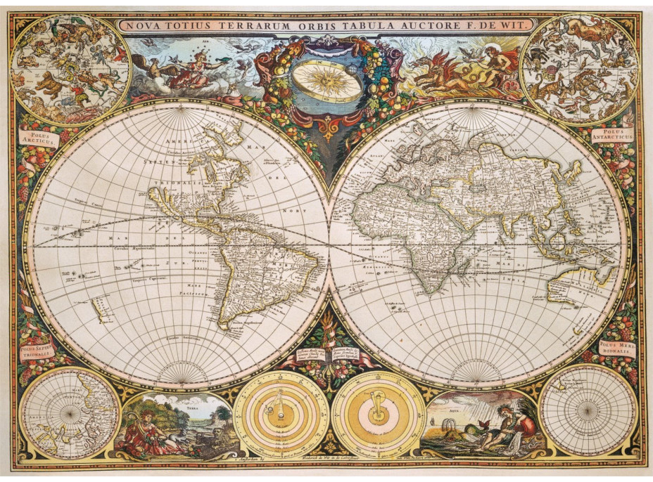Trefl Wood Craft Origin puzzle Antická mapa sveta 1000 dielikov
