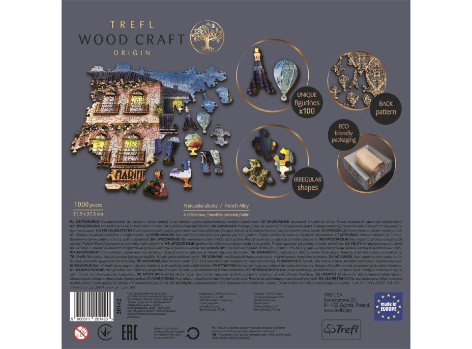 TREFL Wood Craft Origin puzzle Francúzska ulica 1000 dielikov