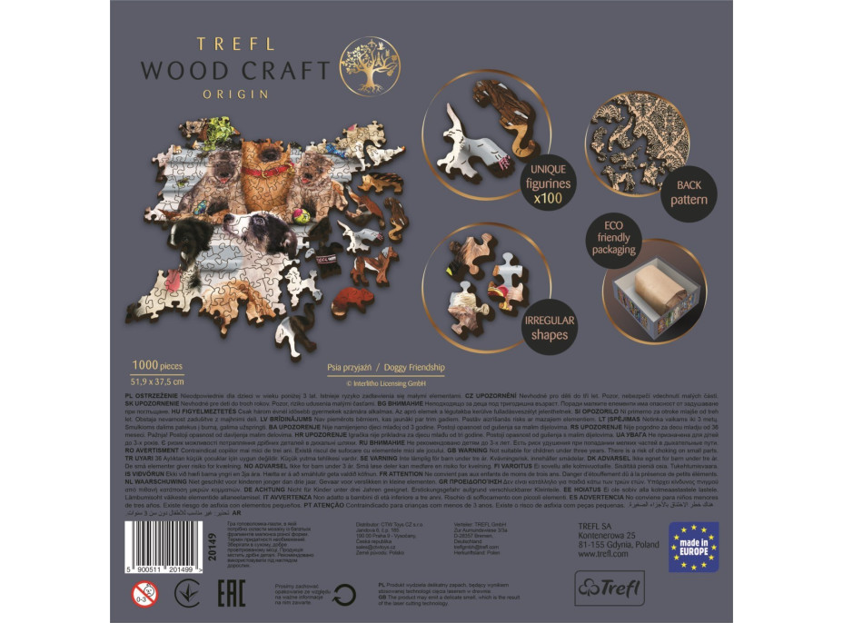 TREFL Wood Craft Origin puzzle Psie priateľstvo 1000 dielikov