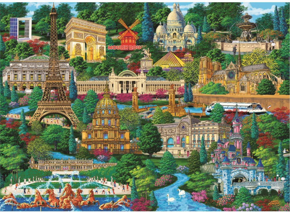 TREFL Wood Craft Origin puzzle Slávne miesta Francúzska 1000 dielikov