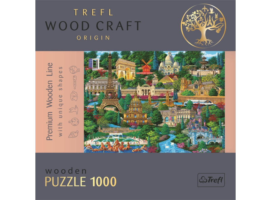 TREFL Wood Craft Origin puzzle Slávne miesta Francúzska 1000 dielikov