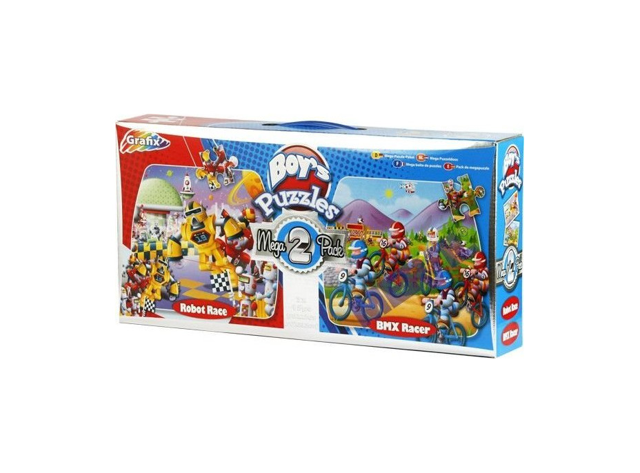 GRAFIX Panoramatické puzzle Závod robotov & Pretekári BMX 2x45 dielikov