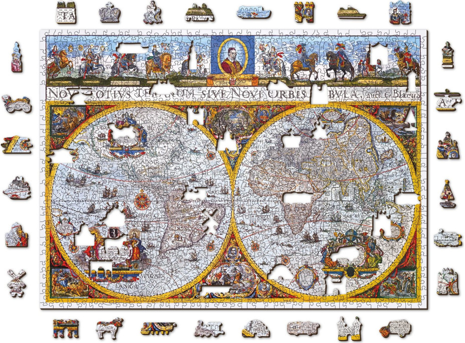 WOODEN CITY Drevené puzzle Antická mapa Nova Terrarum 2v1, 1010 dielikov EKO