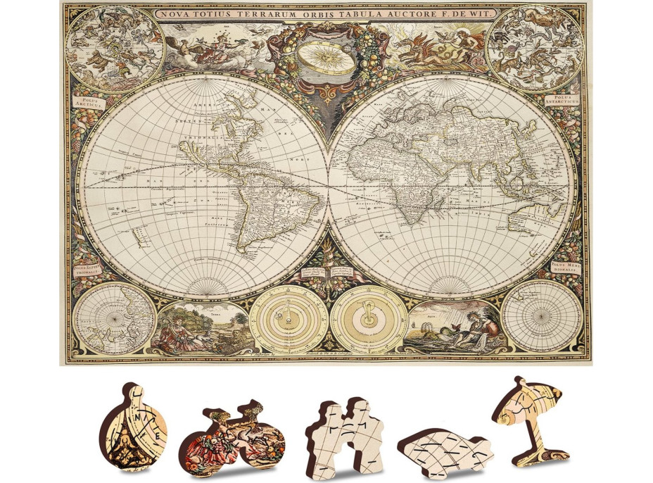 WOODEN CITY Drevené puzzle Antická mapa sveta 2v1, 75 dielikov EKO
