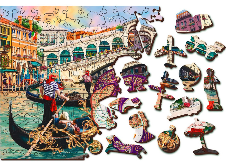 WOODEN CITY Drevené puzzle Benátsky karneval 2v1, 300 dielikov EKO