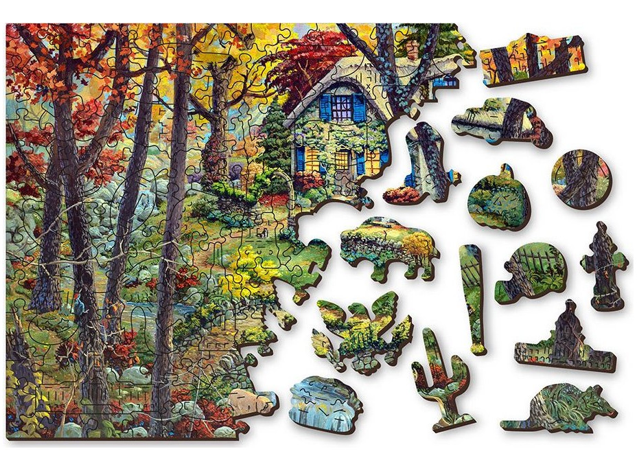 WOODEN CITY Drevené puzzle Chata v lese 2v1, 200 dielikov EKO