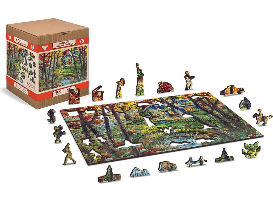 WOODEN CITY Drevené puzzle Chata v lese 2v1, 400 dielikov EKO