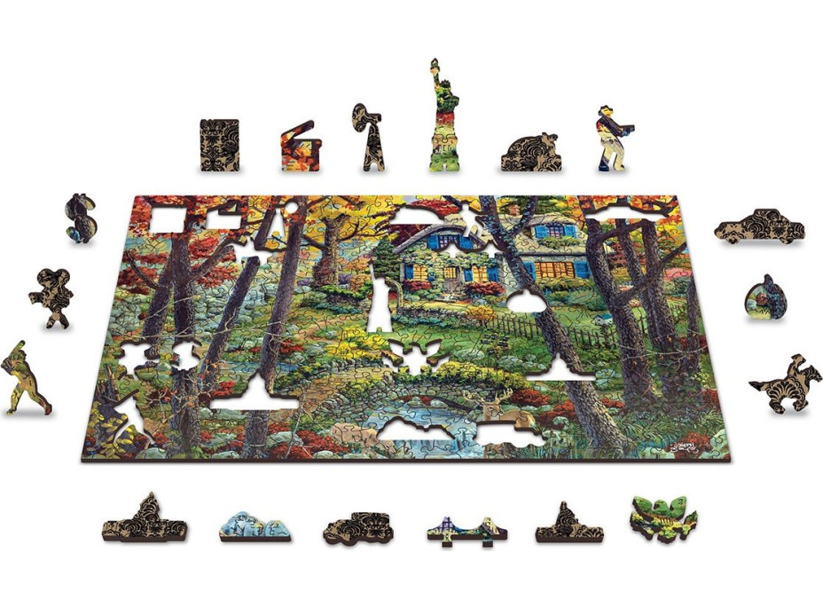 WOODEN CITY Drevené puzzle Chata v lese 2v1, 400 dielikov EKO