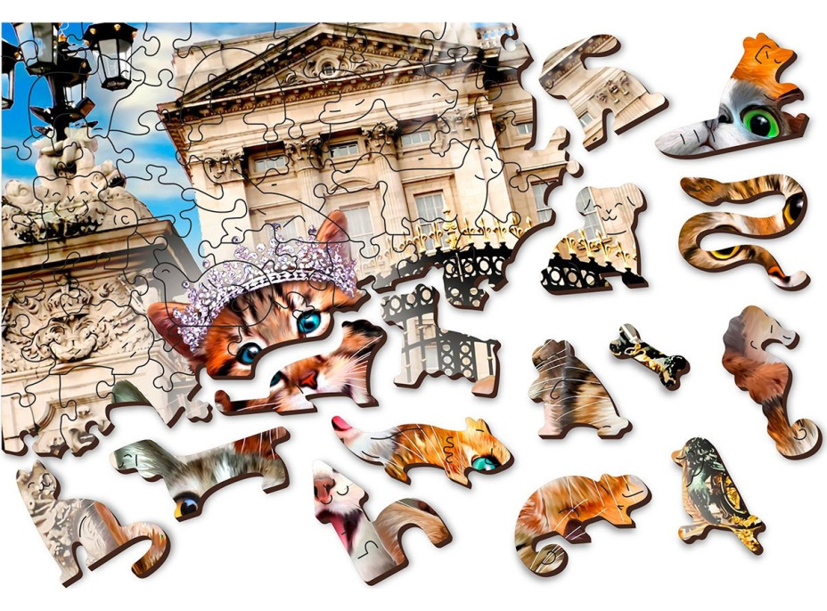 WOODEN CITY Drevené puzzle Mačiatka v Londýne 2v1, 75 dielikov EKO