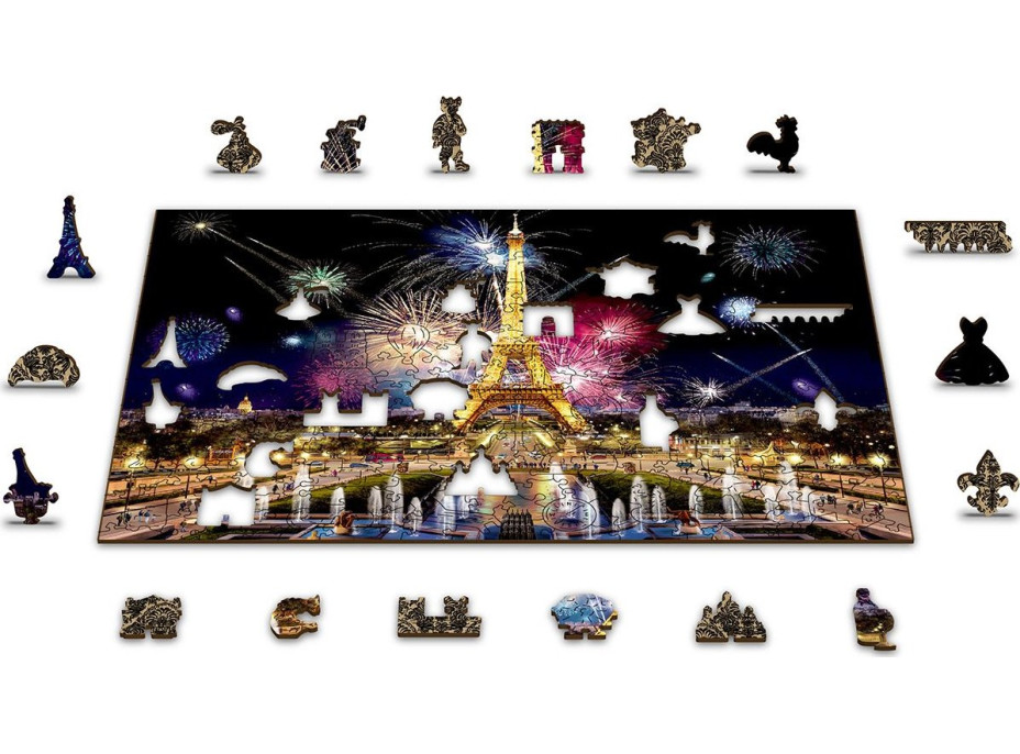 WOODEN CITY Drevené puzzle Nočný Paríž 2v1, 150 dielikov EKO