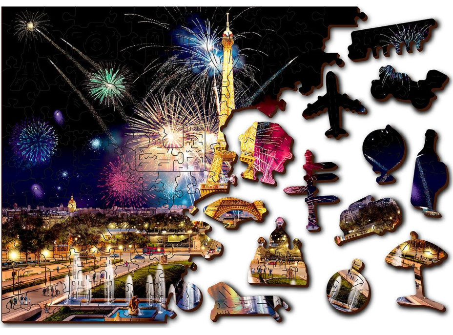 WOODEN CITY Drevené puzzle Nočný Paríž 2v1, 300 dielikov EKO