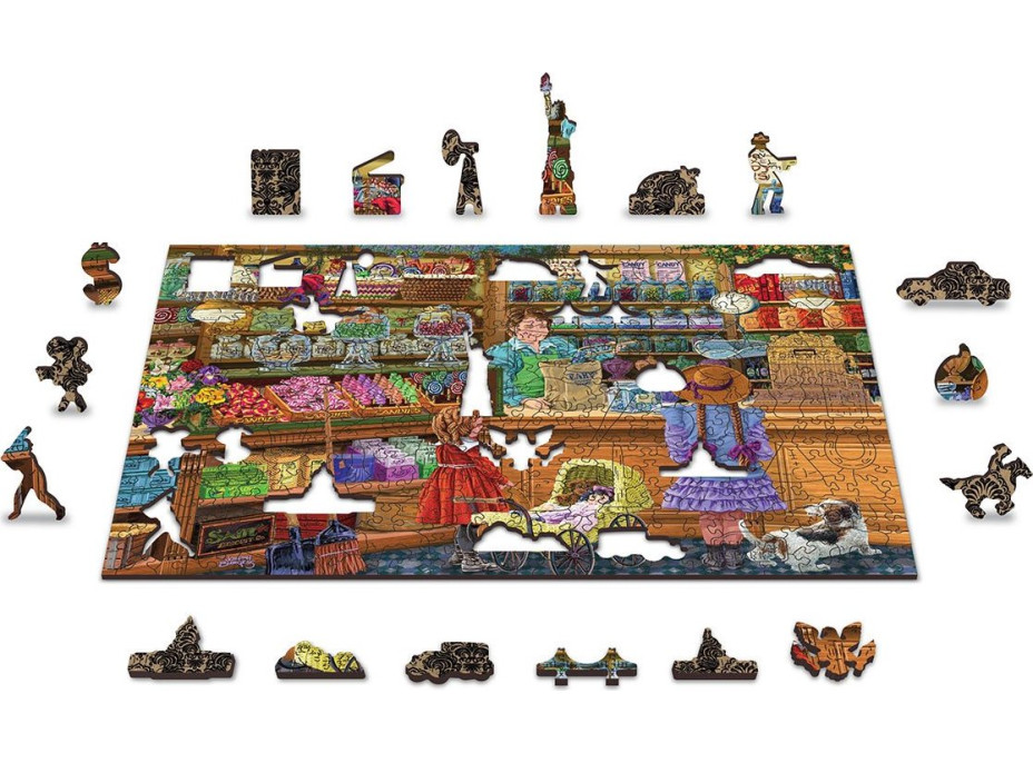 WOODEN CITY Drevené puzzle Sladké dobrodružstvo 2v1, 400 dielikov EKO