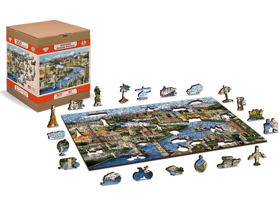 WOODEN CITY Drevené puzzle Svetové pamiatky 2v1, 300 dielikov EKO
