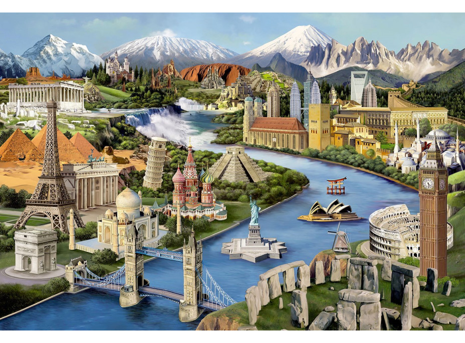 WOODEN CITY Drevené puzzle Svetové pamiatky 2v1, 300 dielikov EKO