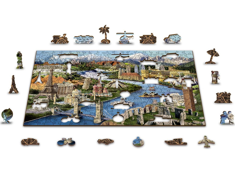 WOODEN CITY Drevené puzzle Svetové pamiatky 2v1, 300 dielikov EKO
