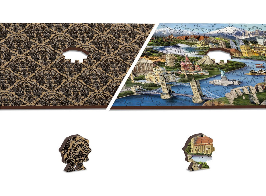 WOODEN CITY Drevené puzzle Svetové pamiatky 2v1, 300 dielikov EKO