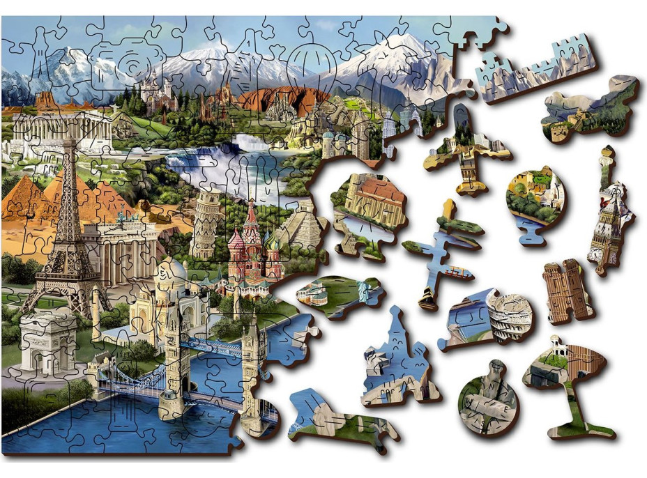 WOODEN CITY Drevené puzzle Svetové pamiatky 2v1, 300 dielikov EKO
