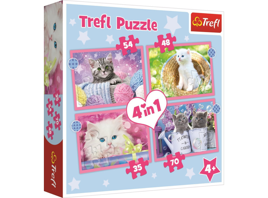 TREFL Puzzle Veselé mačičky 4v1 (35,48,54,70 dielikov)