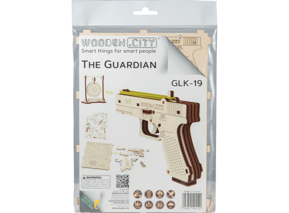 WOODEN CITY 3D puzzle Pištoľ Guardian GLK-19, 30 dielov
