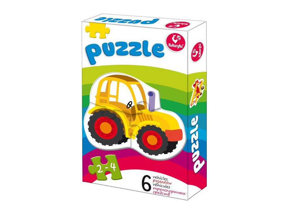 KUKURYKU Baby puzzle Dopravné prostriedky 6v1 (2-4 dieliky)