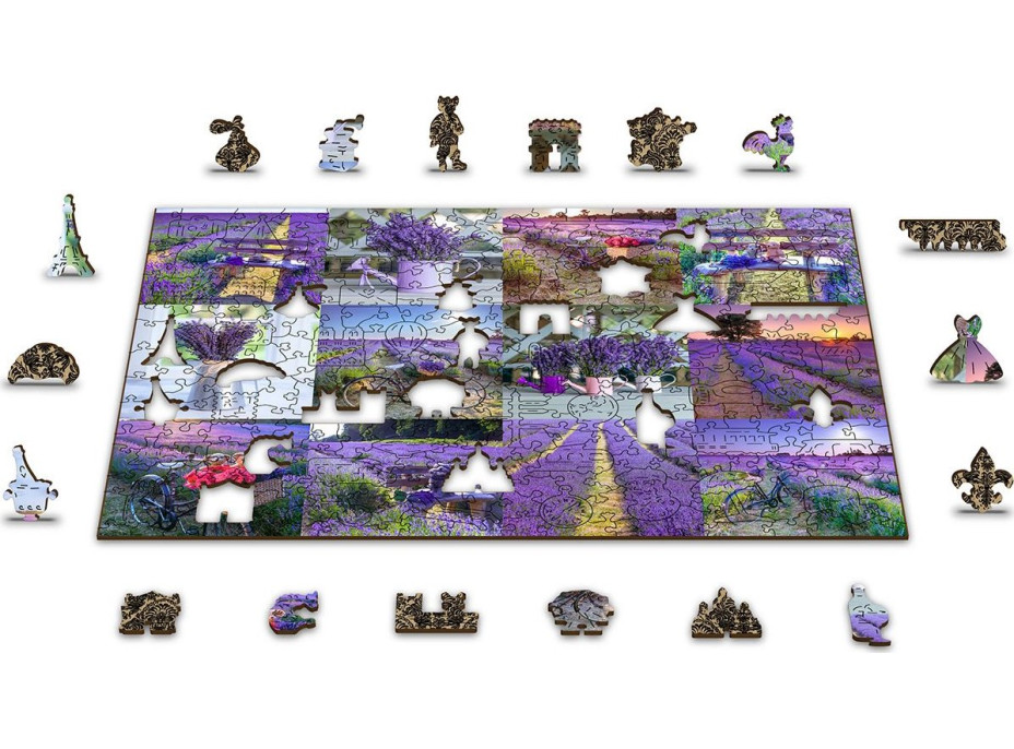 WOODEN CITY Drevené puzzle Levanduľové Francúzsko 2v1, 600 dielikov EKO