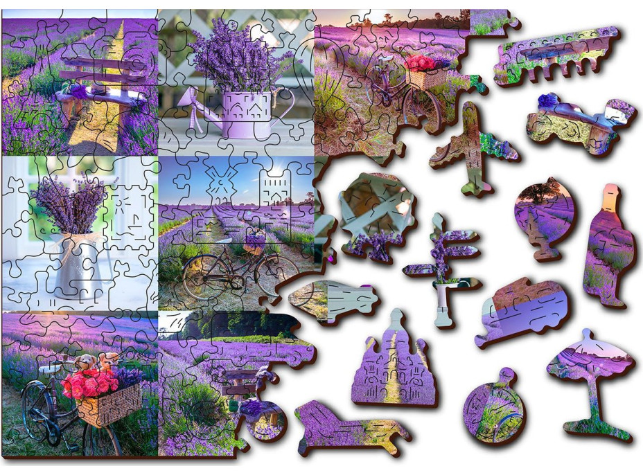 WOODEN CITY Drevené puzzle Levanduľové Francúzsko 2v1, 600 dielikov EKO