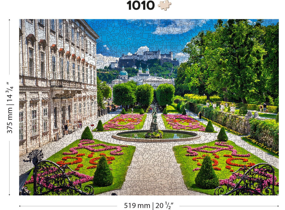 WOODEN CITY Drevené puzzle Palác Mirabell a Salzburský hrad 2v1, 1010 dielikov EKO
