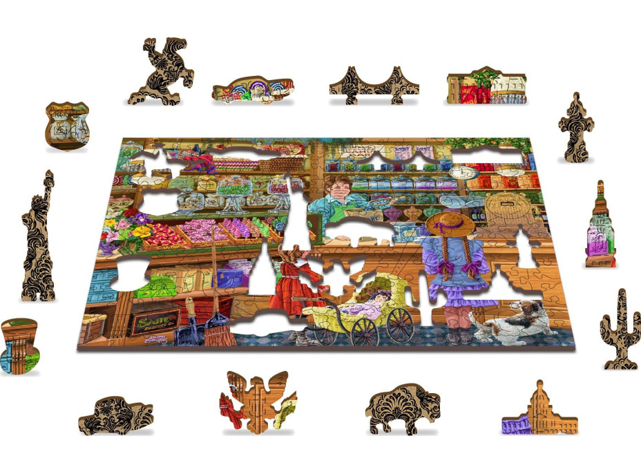 WOODEN CITY Drevené puzzle Sladké dobrodružstvo 2v1, 200 dielikov EKO