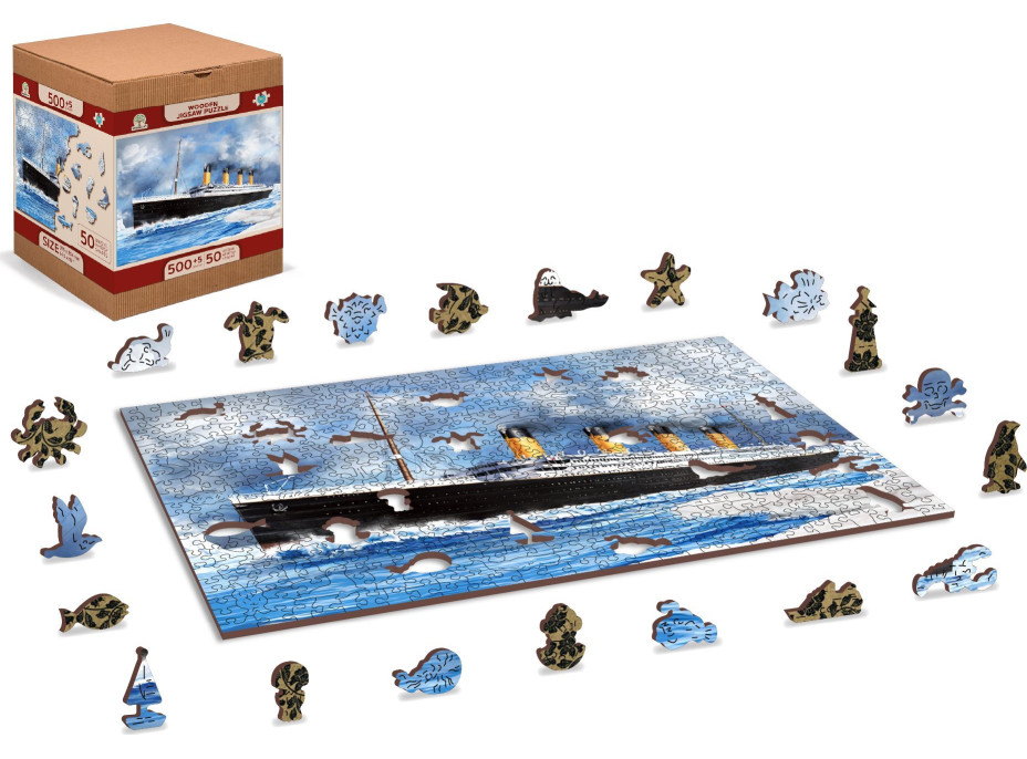 WOODEN CITY Drevené puzzle Titanic 2v1, 505 dielikov EKO